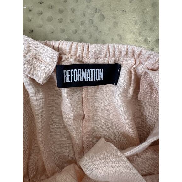 Reformation Pink Peach Linen Crop Top Preppy Coquette Summer Vacation Beachy 6 - Picture 3 of 7